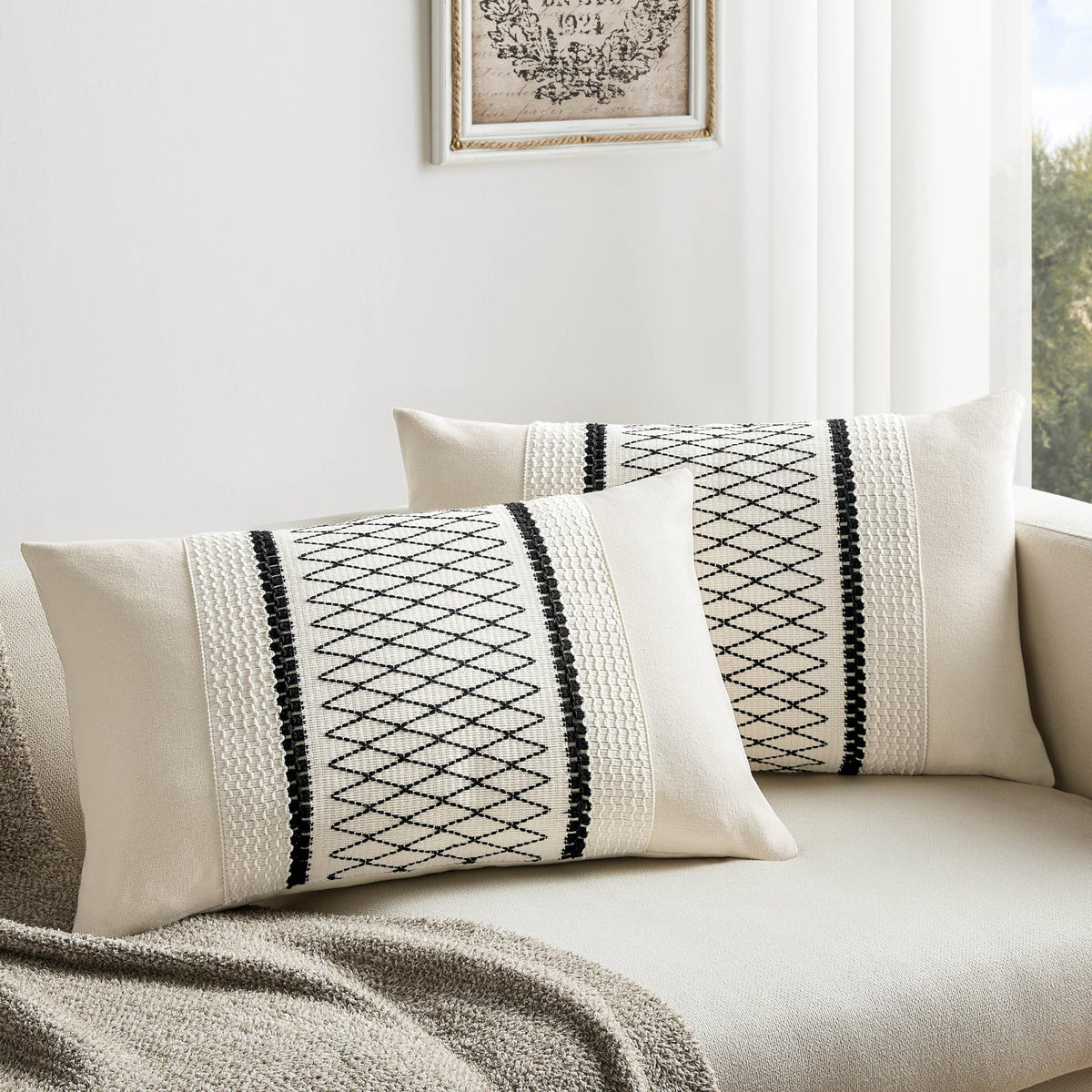 ZeeMart Contrast Throw Pillow Covers, 2-Pack Set
