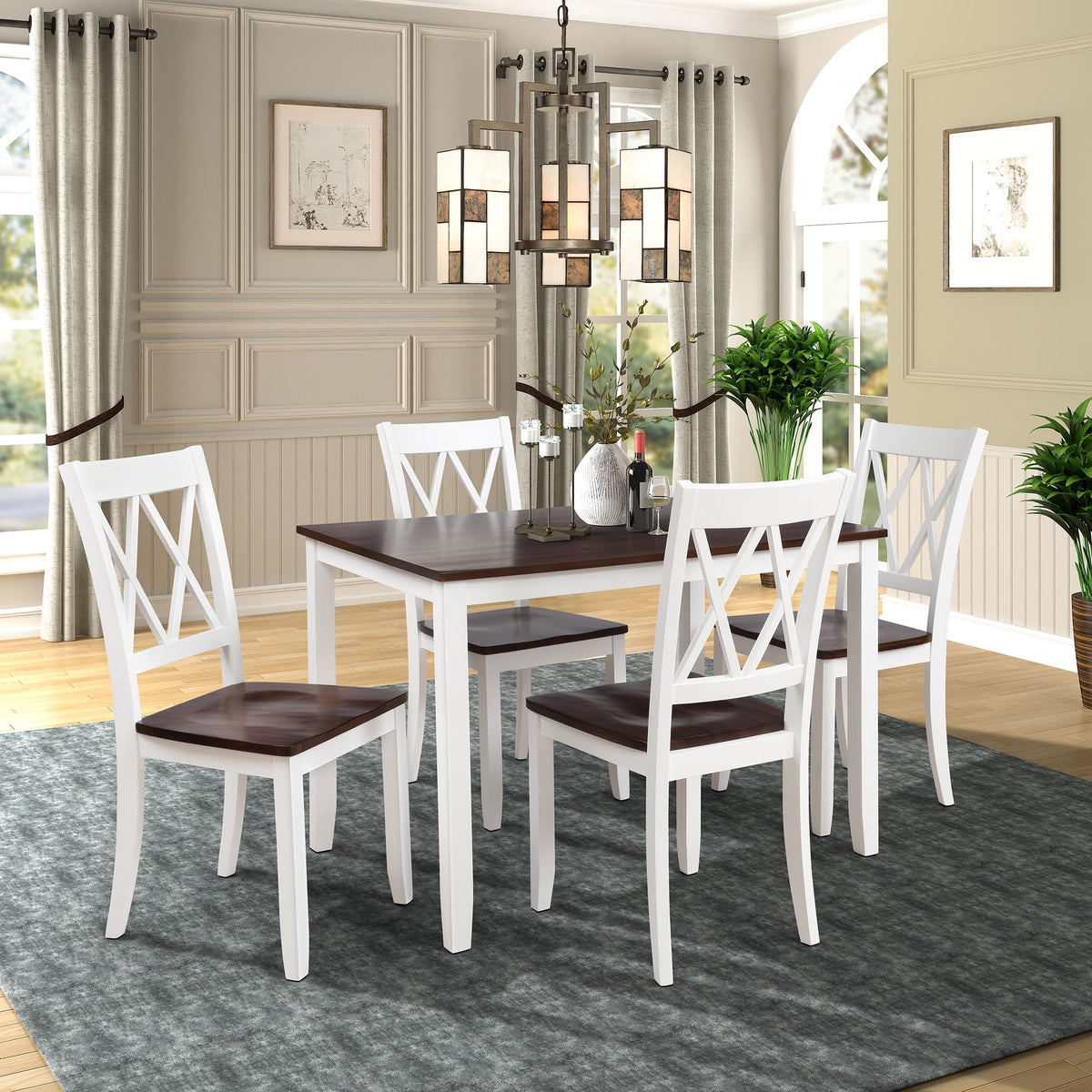 Harper & Bright Designs Wood Dining Table Set, Kitchen Furniture Set with with Table and Chairs