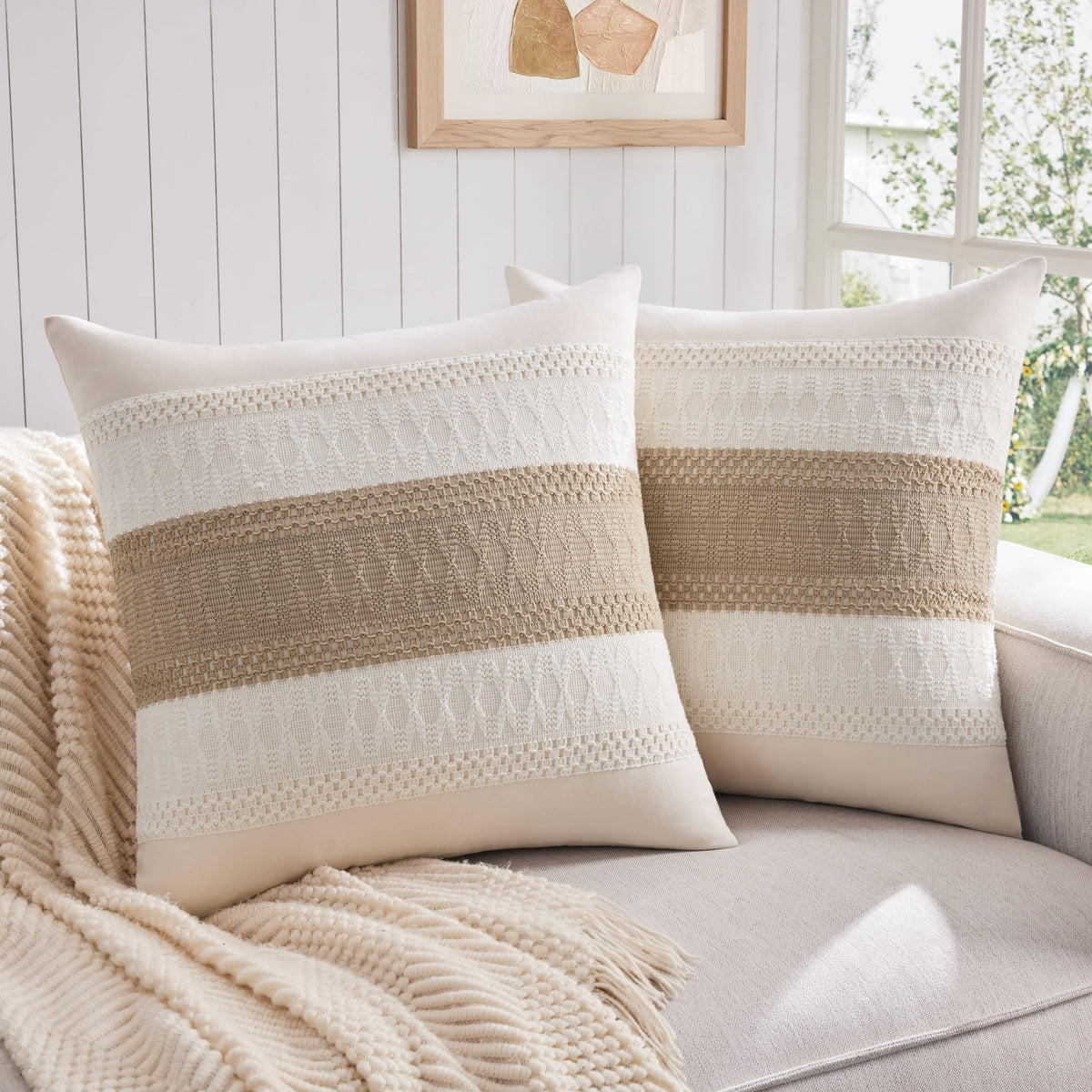 ZeeMart Contrast Throw Pillow Covers, 2-Pack Set