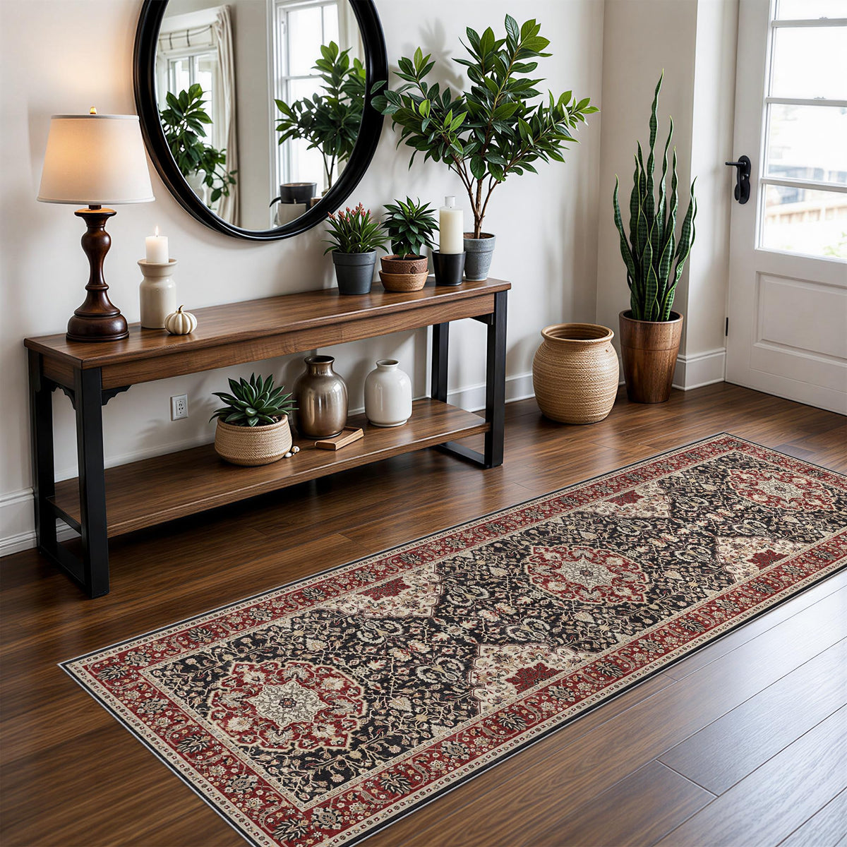 Vintage Washable Non-Slip Hallway Runner Rug, 2' x 7'