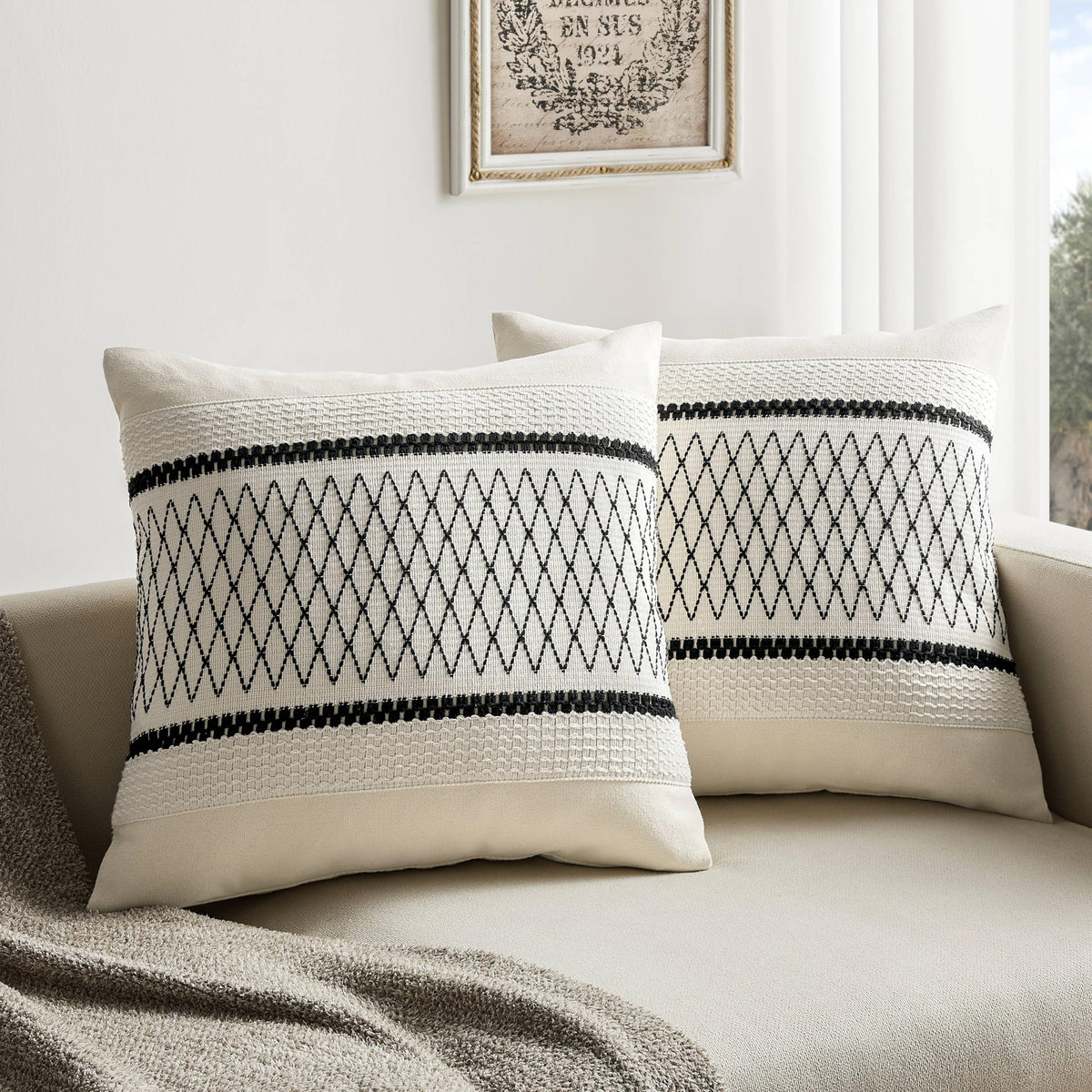 ZeeMart Contrast Throw Pillow Covers, 2-Pack Set