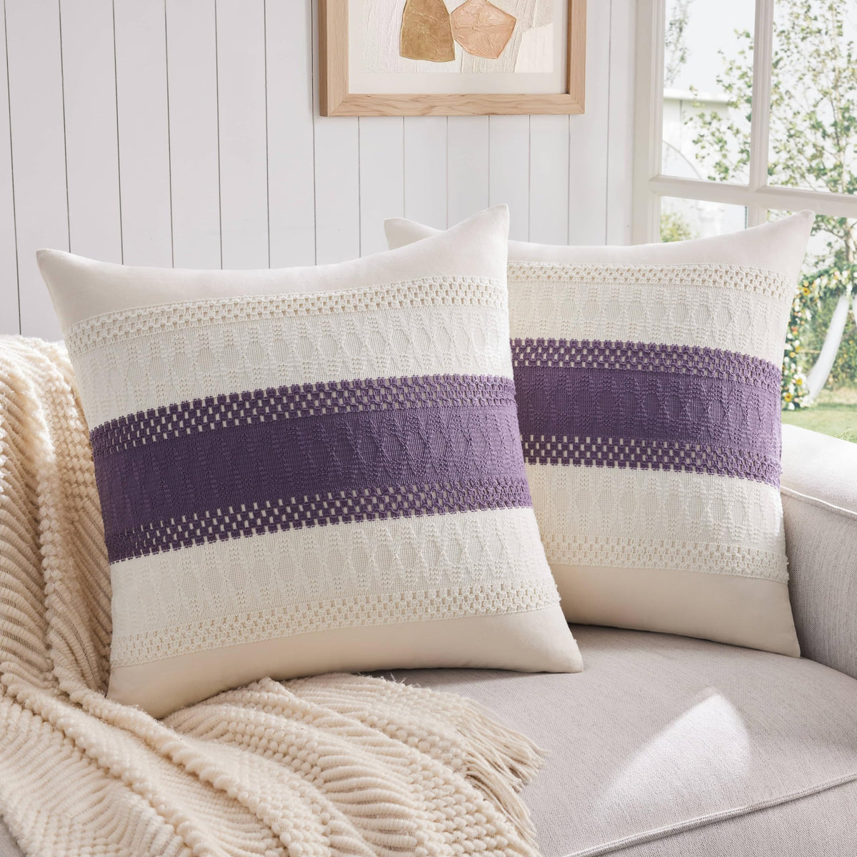 ZeeMart Contrast Throw Pillow Covers, 2-Pack Set