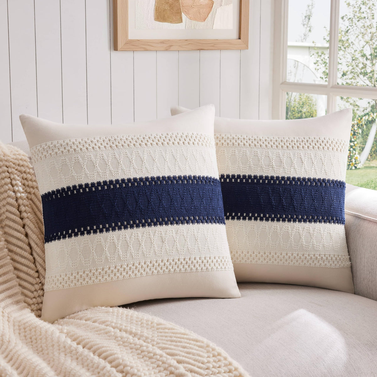 ZeeMart Contrast Throw Pillow Covers, 2-Pack Set