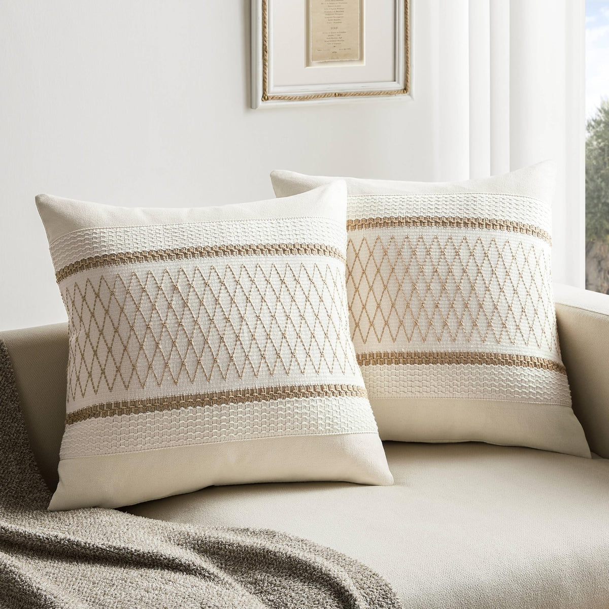 ZeeMart Contrast Throw Pillow Covers, 2-Pack Set