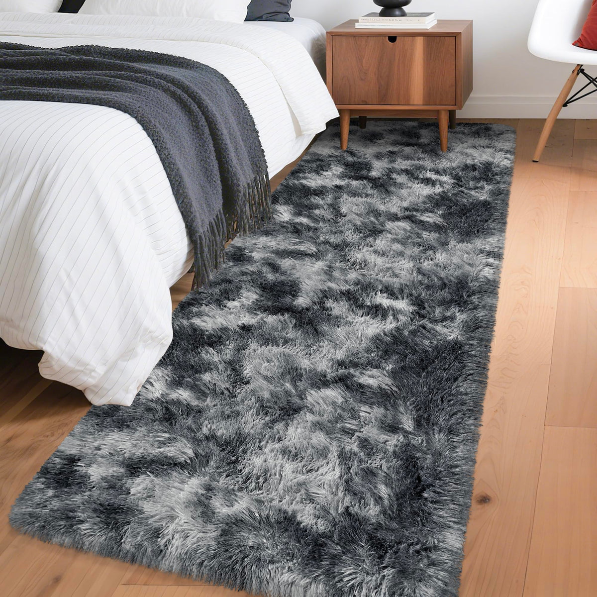 JiaoBaba Rainbow Tie-Dye Fluffy Area Rug for Kids