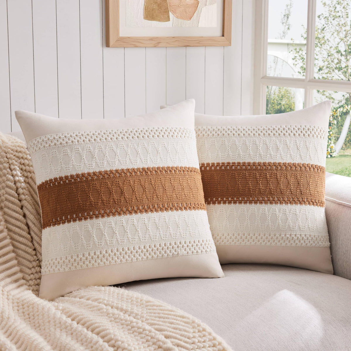 ZeeMart Contrast Throw Pillow Covers, 2-Pack Set