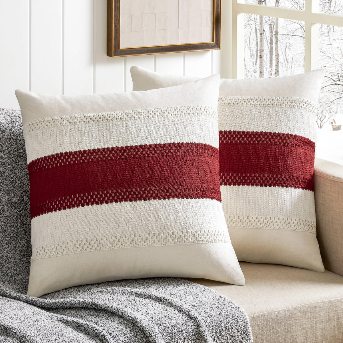 ZeeMart Contrast Throw Pillow Covers, 2-Pack Set