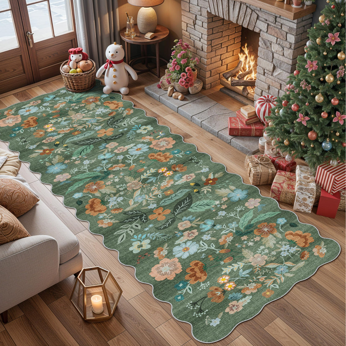 Vintage Washable Non-Slip Hallway Runner Rug, 2' x 7'
