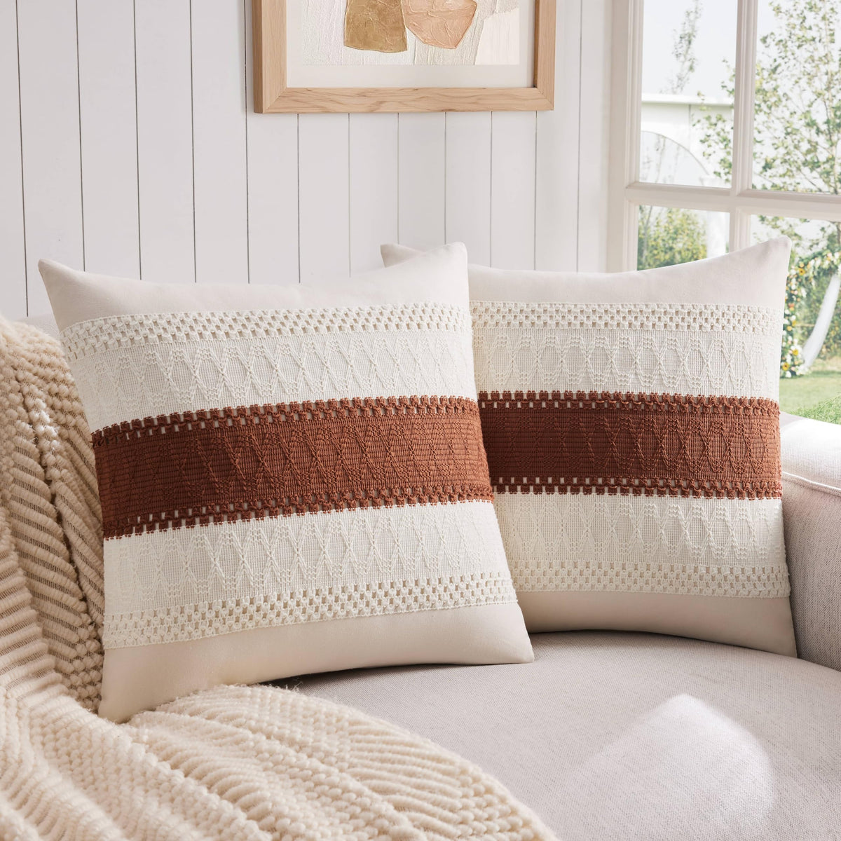 ZeeMart Contrast Throw Pillow Covers, 2-Pack Set