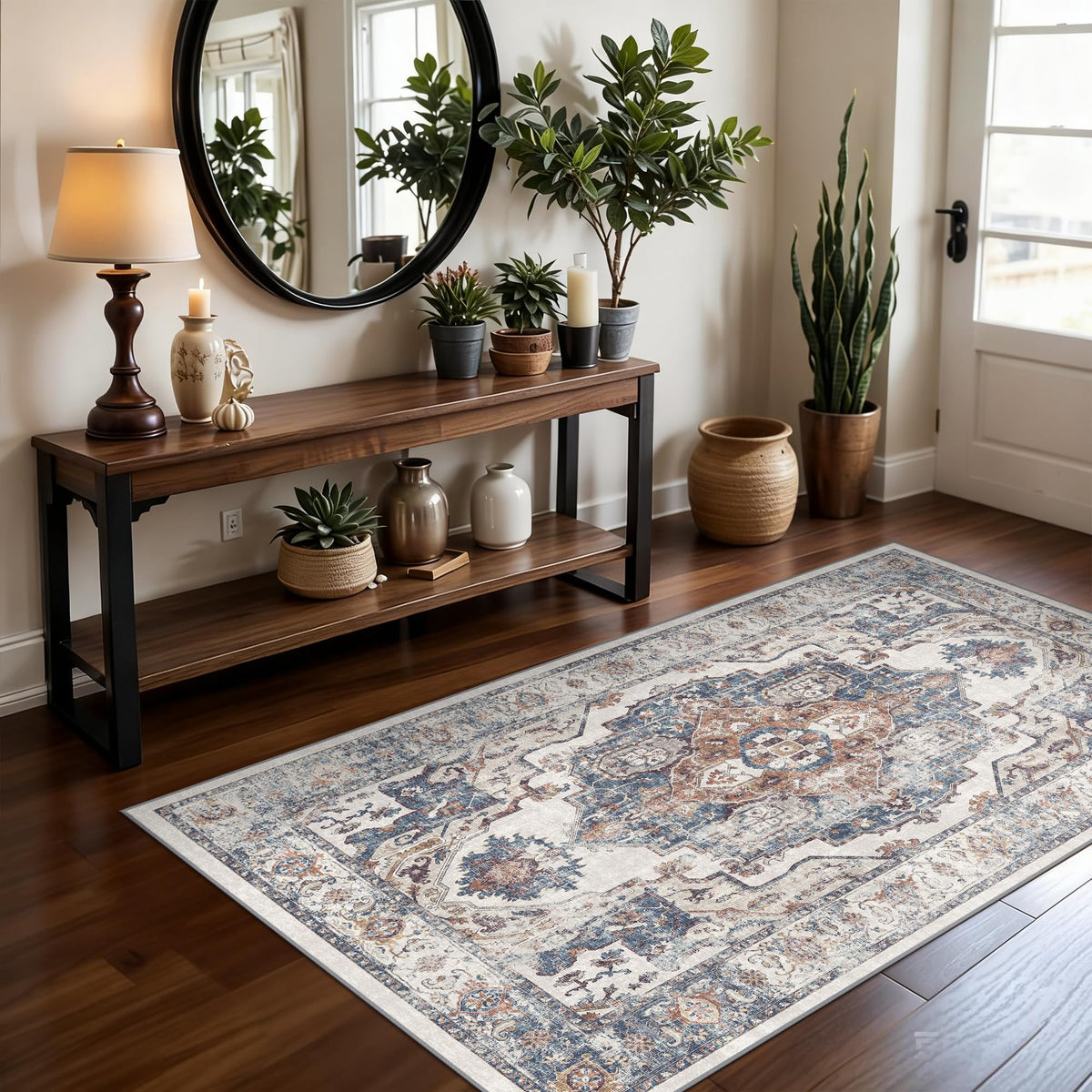 Vintage Washable Non-Slip Hallway Runner Rug, 2' x 7'