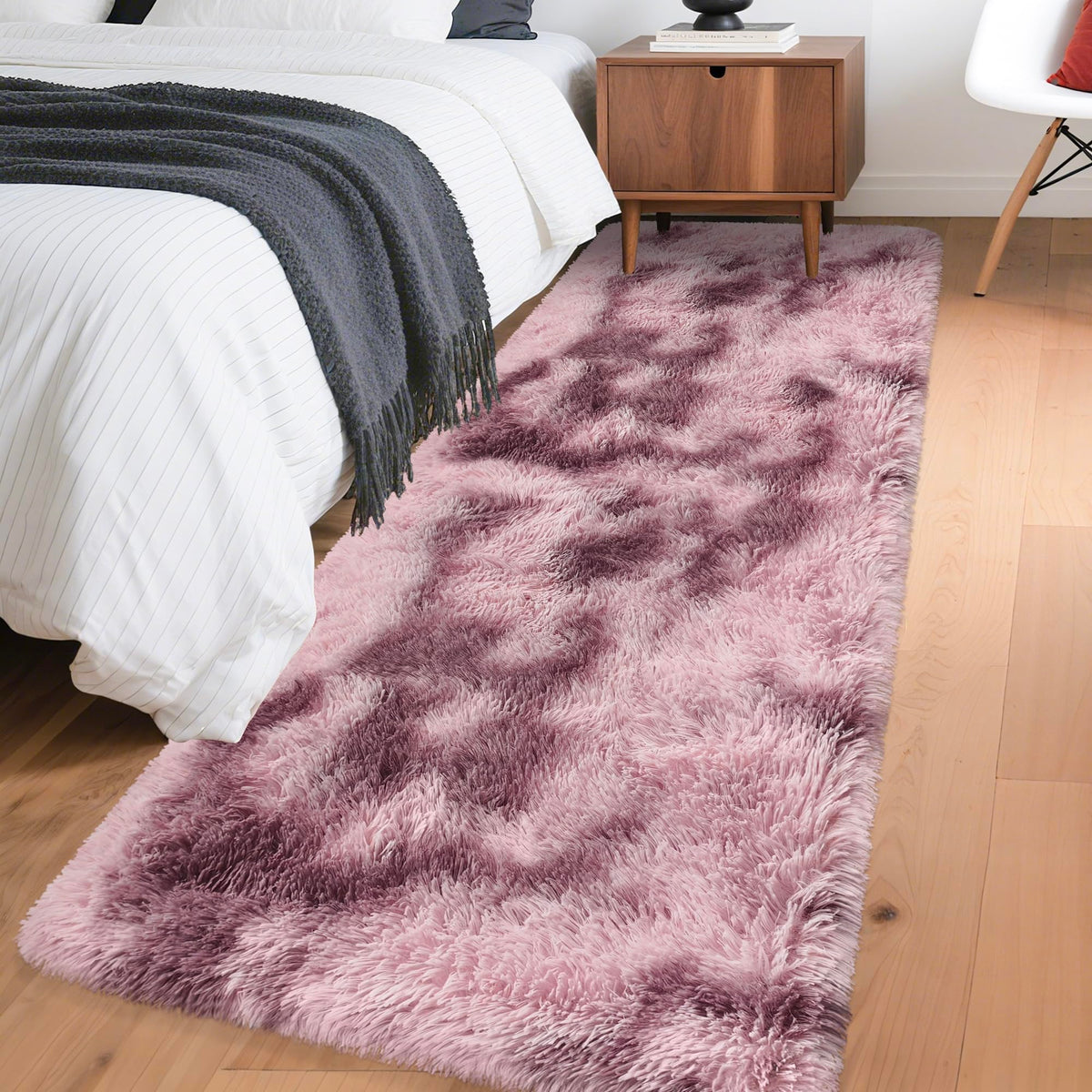 JiaoBaba Rainbow Tie-Dye Fluffy Area Rug for Kids