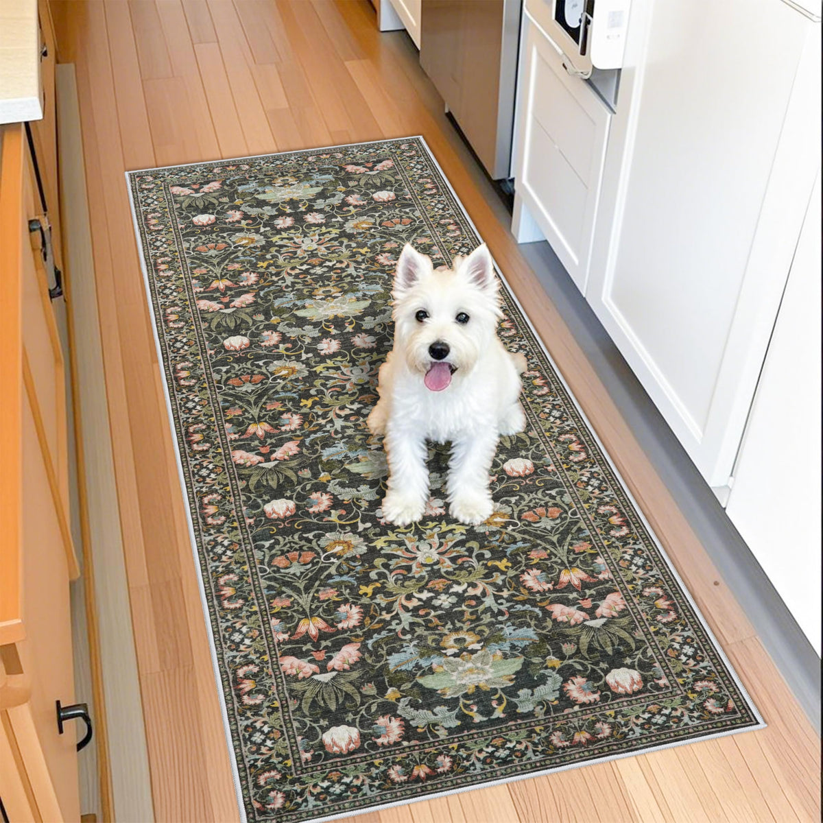 Vintage Washable Non-Slip Hallway Runner Rug, 2' x 7'