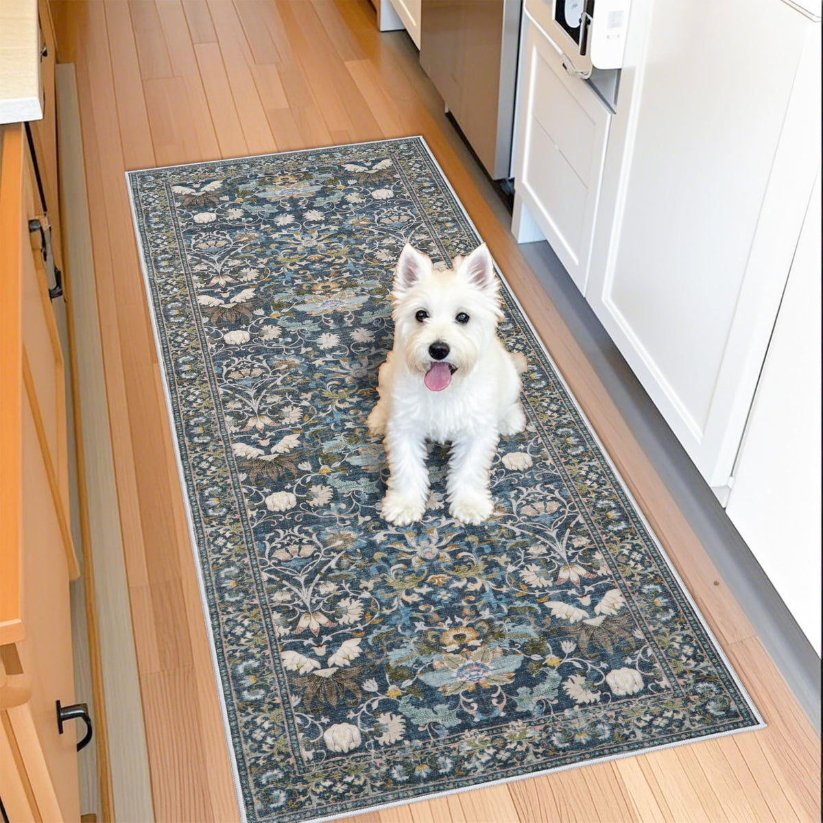 Vintage Washable Non-Slip Hallway Runner Rug, 2' x 7'
