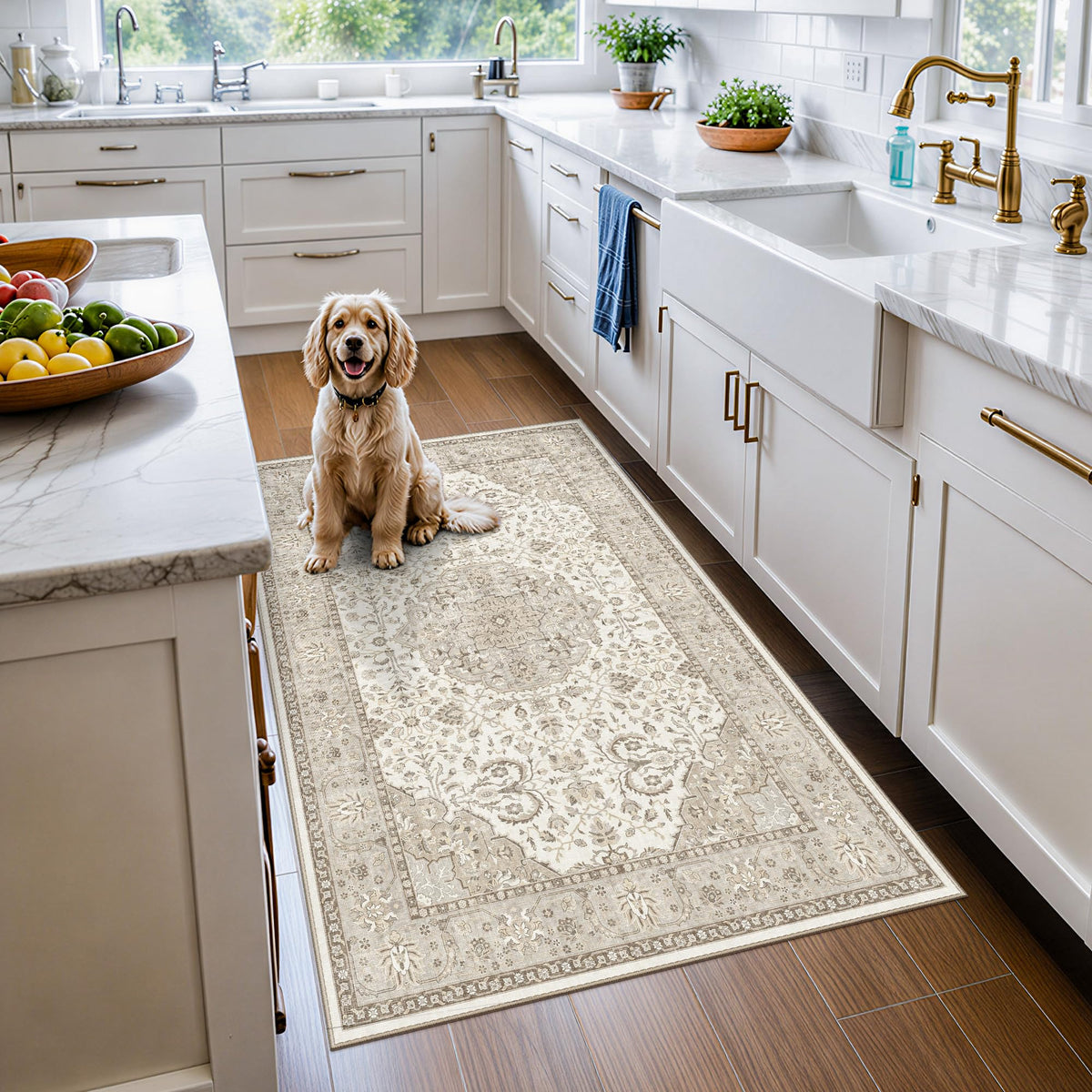 Vintage Washable Non-Slip Hallway Runner Rug, 2' x 7'