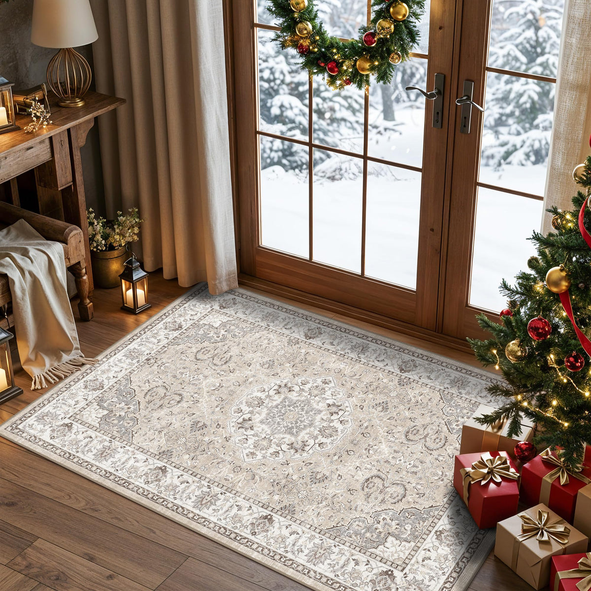 Vintage Washable Non-Slip Hallway Runner Rug, 2' x 7'