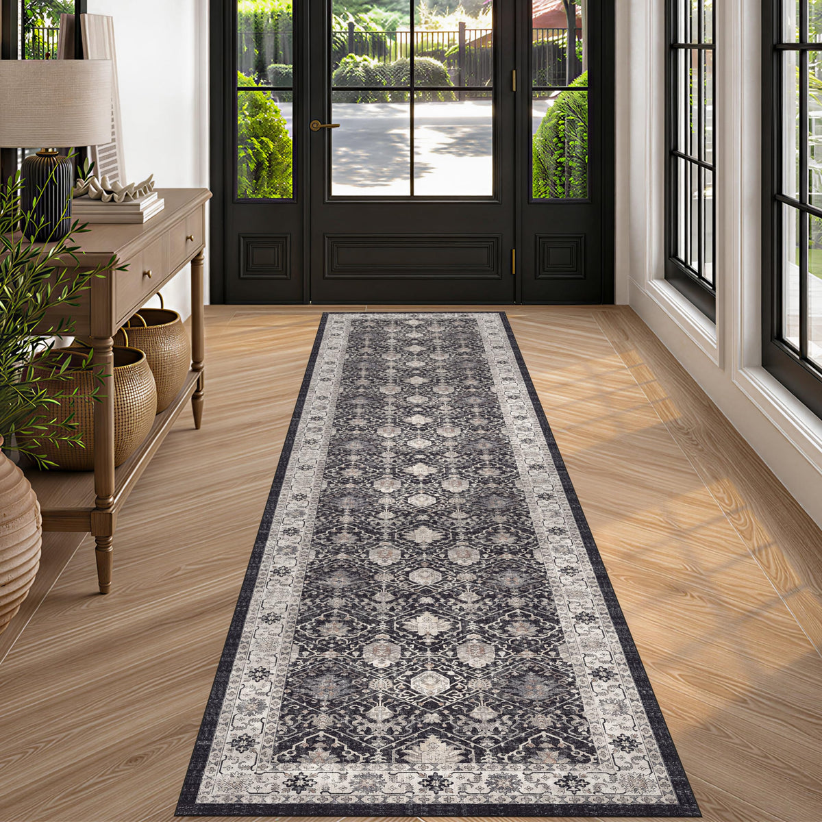 Vintage Washable Non-Slip Hallway Runner Rug, 2' x 7'
