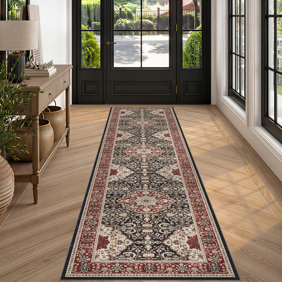 Vintage Washable Non-Slip Hallway Runner Rug, 2' x 7'