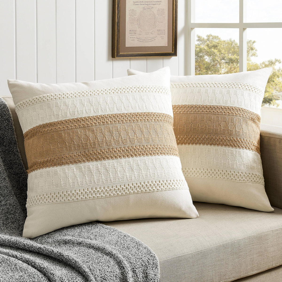 ZeeMart Contrast Throw Pillow Covers, 2-Pack Set