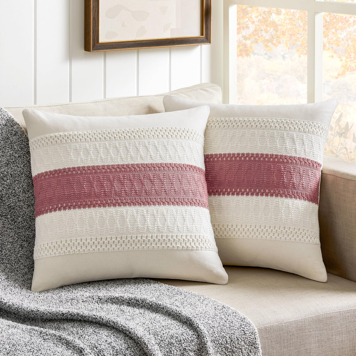 ZeeMart Contrast Throw Pillow Covers, 2-Pack Set