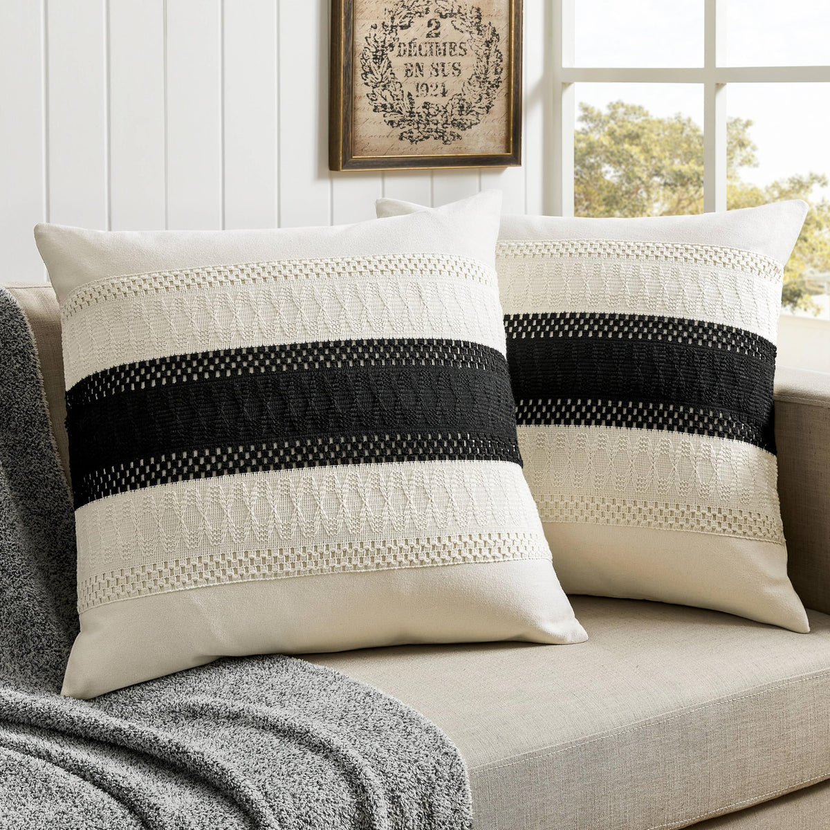 ZeeMart Contrast Throw Pillow Covers, 2-Pack Set